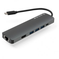 Концентратор Vinga USB-C 3.1 to HDMI+RJ45_1Gbps+3xUSB3.0+SD/TF+PD100W (VHYC8) - Фото