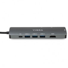 Концентратор Vinga USB-C 3.1 to HDMI+RJ45_1Gbps+3xUSB3.0+SD/TF+PD100W (VHYC8) - Фото