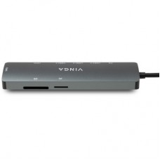 Концентратор Vinga USB-C 3.1 to HDMI+RJ45_1Gbps+3xUSB3.0+SD/TF+PD100W (VHYC8) - Фото