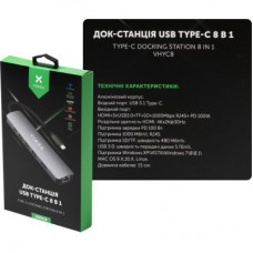 Концентратор Vinga USB-C 3.1 to HDMI+RJ45_1Gbps+3xUSB3.0+SD/TF+PD100W (VHYC8) - Фото