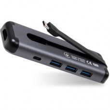 Концентратор Vinga USB-C 3.1 to HDMI+3xUSB3.0+PD100W+USB-C foldable cable (VHYC6FC) - Фото