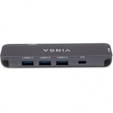 Концентратор Vinga USB-C 3.1 to HDMI+3xUSB3.0+PD100W+USB-C foldable cable (VHYC6FC) - Фото