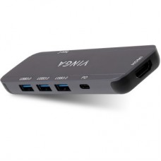 Концентратор Vinga USB-C 3.1 to HDMI+3xUSB3.0+PD100W+USB-C foldable cable (VHYC6FC) - Фото