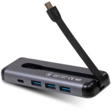 Концентратор Vinga USB-C 3.1 to HDMI+3xUSB3.0+PD100W+USB-C foldable cable (VHYC6FC) - Фото