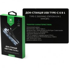 Концентратор Vinga USB-C 3.1 to HDMI+3xUSB3.0+PD100W+USB-C foldable cable (VHYC6FC) - Фото