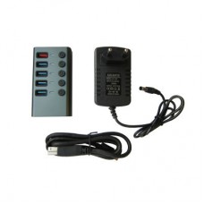 Концентратор Dynamode 5 ports USB3.0 to 4*USB3.0+2.4А Power Adapter 2.5A/12V (DM-UH-P405-G) - Фото