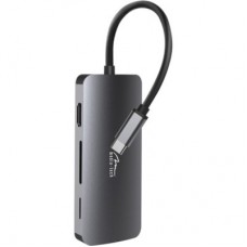 Концентратор Media-Tech USB3.1 Type-C to HDMI/USB 3.0x3/RJ45/SD/MicroSD/PD 100W Hub Pro 8-in-1 (MT5044) - Фото