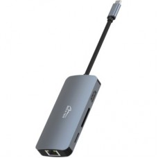 Концентратор Media-Tech USB3.1 Type-C to HDMI/USB 3.0x3/RJ45/SD/MicroSD/PD 100W Hub Pro 8-in-1 (MT5044) - Фото