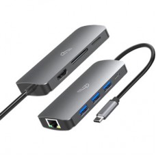 Концентратор Media-Tech USB3.1 Type-C to HDMI/USB 3.0x3/RJ45/SD/MicroSD/PD 100W Hub Pro 8-in-1 (MT5044) - Фото