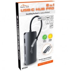 Концентратор Media-Tech USB3.1 Type-C to HDMI/USB 3.0x3/RJ45/SD/MicroSD/PD 100W Hub Pro 8-in-1 (MT5044) - Фото
