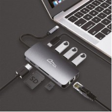 Концентратор Media-Tech USB3.1 Type-C to HDMI/USB 3.0x3/RJ45/SD/MicroSD/PD 100W Hub Pro 8-in-1 (MT5044) - Фото