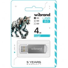 USB флеш накопитель Wibrand 4GB Cougar Silver USB 2.0 (WI2.0/CU4P1S) - Фото