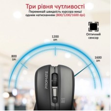 Мышка Promate Contour Wireless Black (contour.black) - Фото