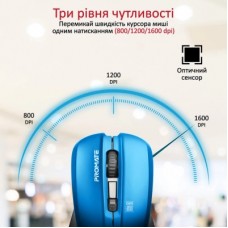 Мышка Promate Contour Wireless Blue (contour.blue) - Фото
