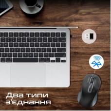 Мышка Promate Ken Wireless/Bluetooth Black (ken.black) - Фото