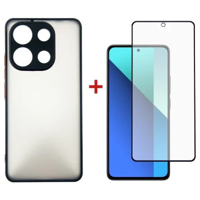 Чохол для мобільного телефона Dengos Kit for Xiaomi Redmi Note 13 4G case + glass (Black) (DG-KM-66)