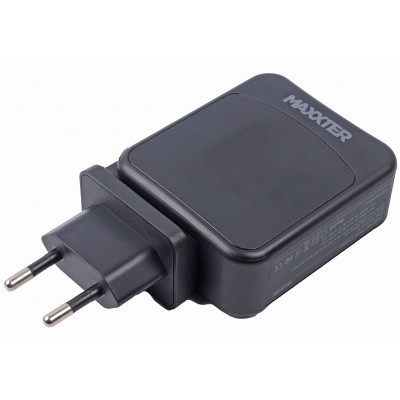 Зарядний пристрій Maxxter 1 USB-A + 2 USB-C (PD 65 W + PD 18 W + QC 3.0) (WC-PD65W-01)