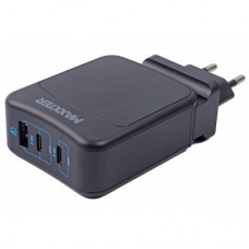 Зарядний пристрій Maxxter 1 USB-A + 2 USB-C (PD 65 W + PD 18 W + QC 3.0) (WC-PD65W-01) - Фото