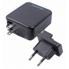 Зарядний пристрій Maxxter 1 USB-A + 2 USB-C (PD 65 W + PD 18 W + QC 3.0) (WC-PD65W-01) - Фото