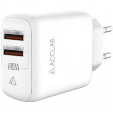 Зарядний пристрій ACCLAB AL-TC224 2хUSB 5В/2,4A/12W (1283126538834) - Фото
