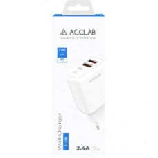 Зарядний пристрій ACCLAB AL-TC224 2хUSB 5В/2,4A/12W (1283126538834) - Фото
