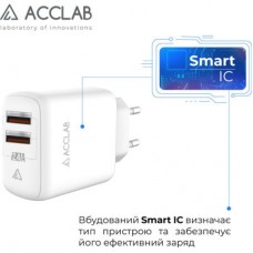 Зарядний пристрій ACCLAB AL-TC224 2хUSB 5В/2,4A/12W (1283126538834) - Фото