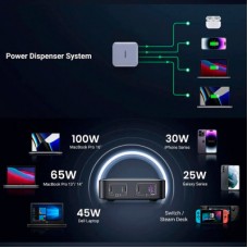 Зарядний пристрій Ugreen 4xUSB 100 W (3xType-C+USB A QC3) GAN Charger Nexode Series Black CD328 (90928) - Фото
