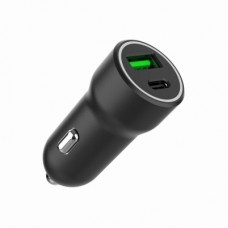 Зарядний пристрій Gembird 1xUSB-A (18W QC3.0) + 1xUSB-C (20 W PD) black (TA-UC-A2PDQC20-CAR-01) - Фото