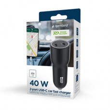 Зарядний пристрій Gembird 2xUSB-C (PD 20 W) black (TA-UC-C2PD40-CAR-01) - Фото