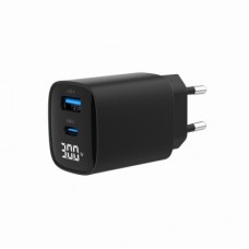 Зарядное устройство Gembird 1xUSB-A (QC3.0 18W) + 1 Type-C (PD20W) LCD black (TA-UC-PDQC30LCD-BK-01) - Фото