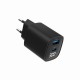 Зарядное устройство Gembird 1xUSB-A (QC3.0 18W) + 1 Type-C (PD20W) LCD black (TA-UC-PDQC30LCD-BK-01)