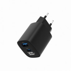Зарядное устройство Gembird 1xUSB-A (QC3.0 18W) + 1 Type-C (PD20W) LCD black (TA-UC-PDQC30LCD-BK-01) - Фото