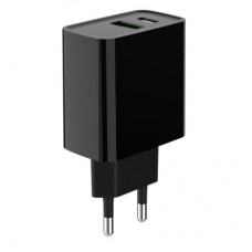 Зарядний пристрій Gembird 1xUSB-A + 1 Type-C (PD20 Вт + QC3.0 18 Вт) black (TA-UC-PDQC20-01-BK) - Фото