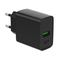 Зарядний пристрій Gembird 1xUSB-A + 1 Type-C (PD20 Вт + QC3.0 18 Вт) black (TA-UC-PDQC20-01-BK) - Фото