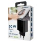 Зарядний пристрій Gembird 1xUSB-A + 1 Type-C (PD20 Вт + QC3.0 18 Вт) black (TA-UC-PDQC20-01-BK)