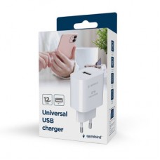 Зарядний пристрій Gembird 1xUSB-A 5V/2.4A (12W) white (TA-UC-1A12-01) - Фото