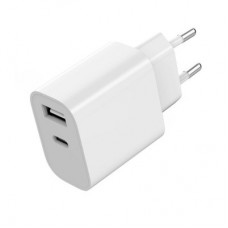 Зарядний пристрій Gembird 1xUSB-A+1xUSB-C 5V/2.4A (12W) white (TA-UC-2AC12-01) - Фото