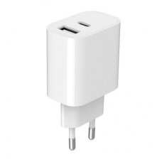 Зарядний пристрій Gembird 1xUSB-A+1xUSB-C 5V/2.4A (12W) white (TA-UC-2AC12-01) - Фото