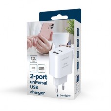 Зарядний пристрій Gembird 1xUSB-C + 1xUSB 12 W black (TA-UC-2AC12-01-BK) - Фото