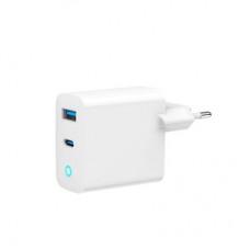 Зарядний пристрій Gembird 1xUSB-A (QC3.0 18 W) + 1xType-C (PD 65 W) white (TA-UC-PDQC65L-W-01) - Фото