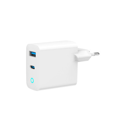 Зарядний пристрій Gembird 1xUSB-A (QC3.0 18 W) + 1xType-C (PD 65 W) white (TA-UC-PDQC65L-W-01)