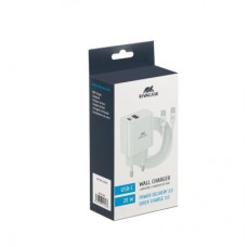 Зарядний пристрій RivaCase 2xUSB-А + Type-C PD 20W+QC3.0 кабель Type-C white (PS4102 WD4 (White)) - Фото