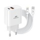 Зарядний пристрій RivaCase 2xUSB-А + Type-C PD 20 W + QC 3.0 кабель Type-C-Lighting white (PS4102 WD5 (White))