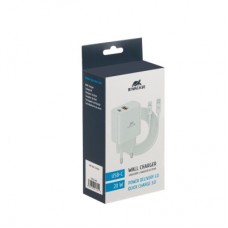 Зарядний пристрій RivaCase 2xUSB-А + Type-C PD 20 W + QC 3.0 кабель Type-C-Lighting white (PS4102 WD5 (White)) - Фото
