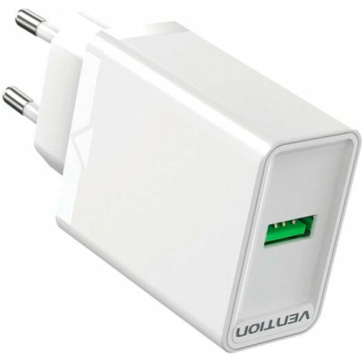 Зарядний пристрій Vention 1xUSB 18 W (USB-A) QC3.0 white (FABW0-EU)