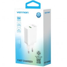 Зарядний пристрій Vention 1xUSB 18 W (USB-A) QC3.0 white (FABW0-EU) - Фото