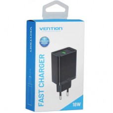 Зарядний пристрій Vention 1xUSB 18 W (USB-A) QC3.0 black (FABB0-EU) - Фото