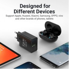 Зарядний пристрій Vention 1xUSB 18 W (USB-A) QC3.0 black (FABB0-EU) - Фото