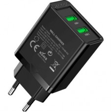 Зарядний пристрій Vention 2xUSB 36 W (2xUSB-A) QC3.0 black (FBAB0-EU) - Фото