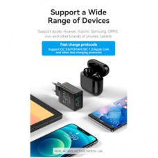 Зарядний пристрій Vention 2xUSB 36 W (2xUSB-A) QC3.0 black (FBAB0-EU) - Фото